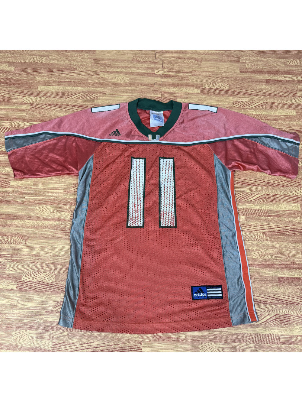 Adidas Miami Hurricanes #11 Football Jersey Mens M Orange NCAA The U